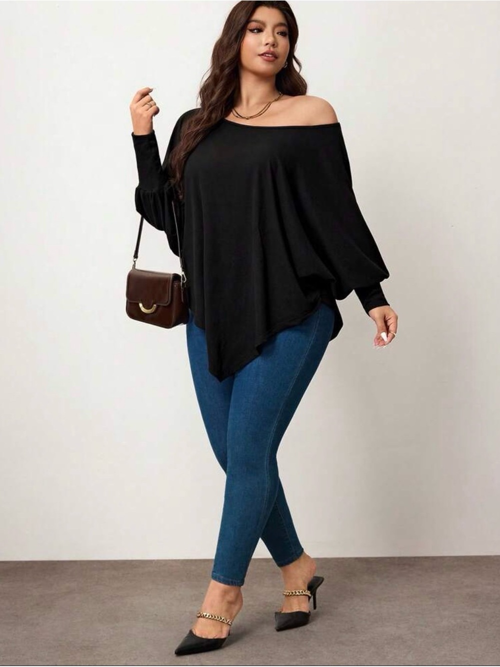 SHEIN Black Asymmetrical Women's blouse /C182